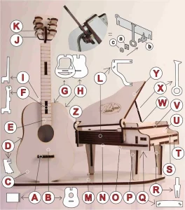 پازل چوبی گیتار و پیانو تولید کن