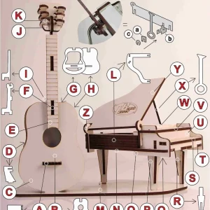 پازل چوبی گیتار و پیانو تولید کن